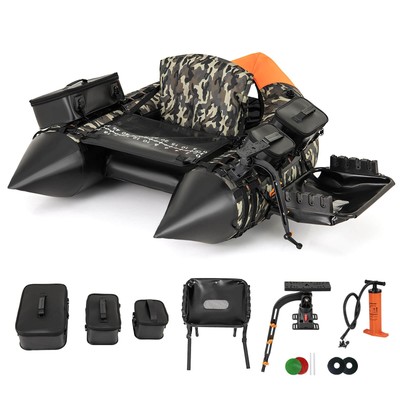 Inflatable Fishing Float Tube Portable Fishing Boat w/3 Detachable Storage Boxes