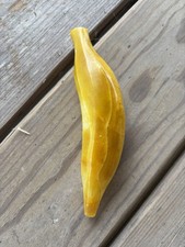 Vintage MCM Alabaster Stone Carved Banana Ony...