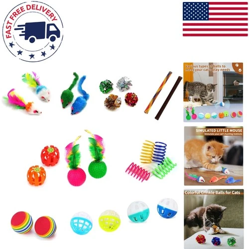 Vibrant 24-Piece Cat Toy Assortment for Indoor Kittens - Stimulate Playtime Joy
