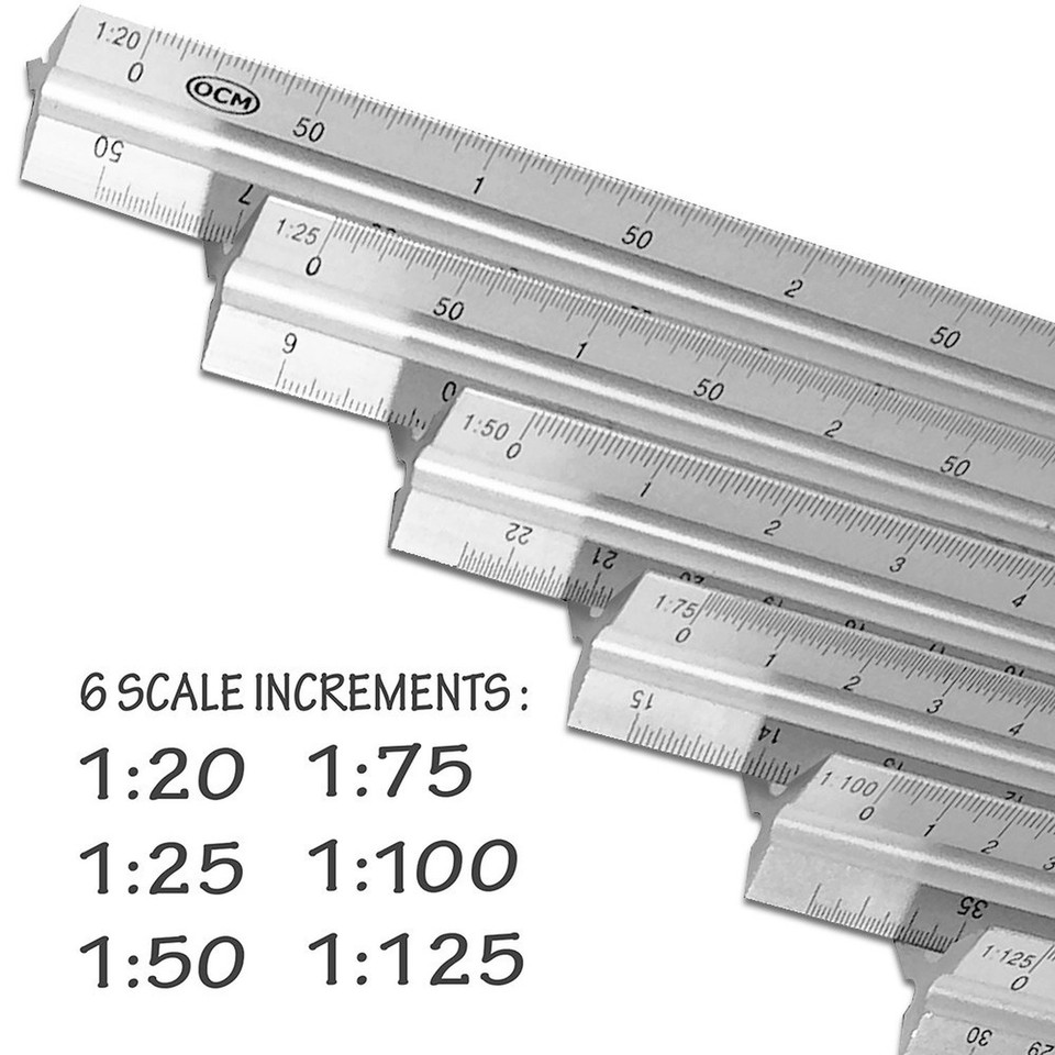 OCM Metric Triangular Engineer Scale Ruler (Proffessional Grade Solid ...