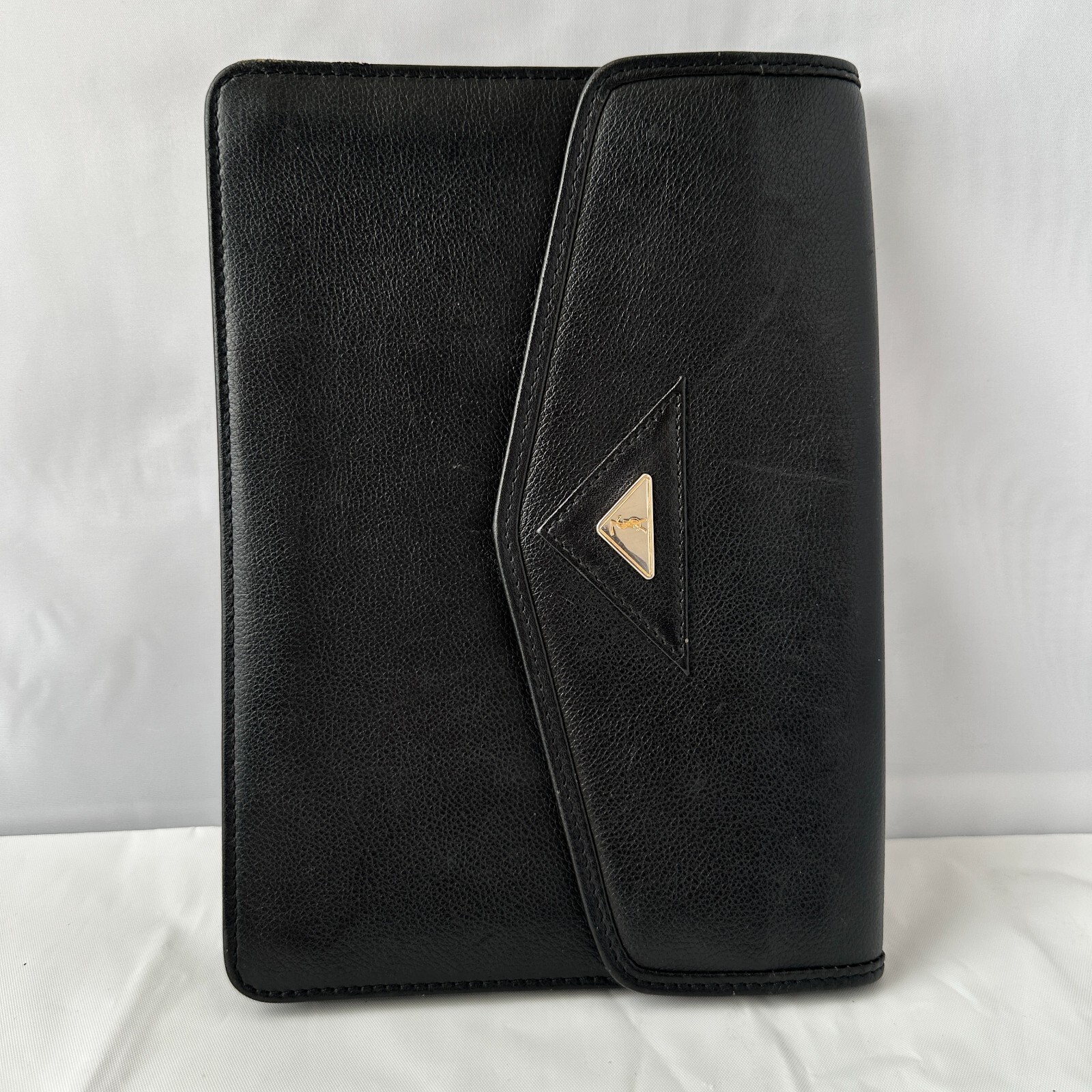 Pochette Yves Saint Laurent nera oro pelle logo YSL Cassandra autentica!!