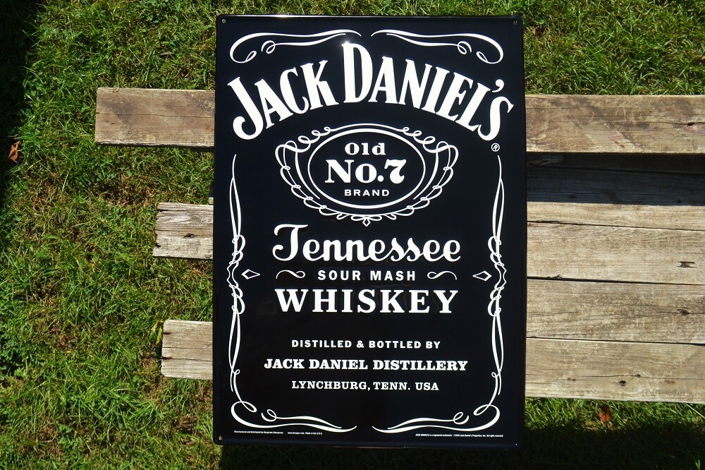 Jack Daniels Label Embossed Tin Metal Sign - Old No. 7 - Large
