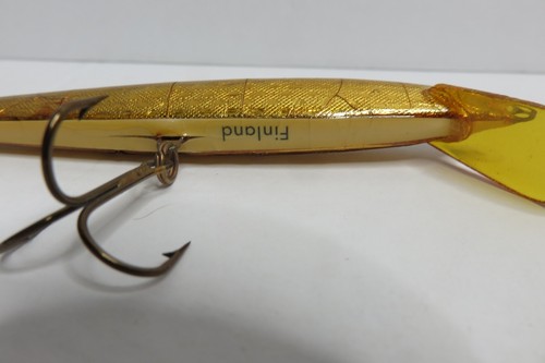Vintage PALSA MINNOW Wood Fishing Lure 108-11 cm Gold Hand Made FINLAND + Box - Picture 7 of 11