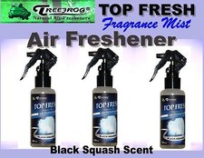 3 Btl spray Treefrog TOP FRESH Fragrance Mist Air Freshener-Black Squash Scent