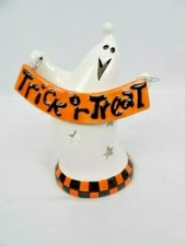 Ceramic Halloween Ghost Trick or Treat Tea Light Luminary