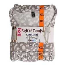 32 Degrees Women's 3 Piece Soft & Comfy Lounge Set Sleep Set Tee Jogger Blue XXL