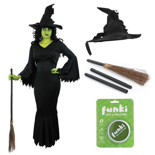 LADIES WICKED WITCH HALLOWEEN ADULT FANCY DRESS COSTUME GOTHIC