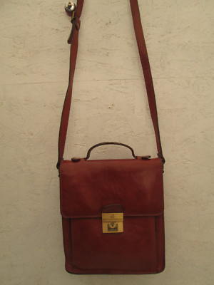 Sacoche Bandoulière Vintage PIELLE En Cuir - Couleur Marron/caramel - Fabriqué En Italie