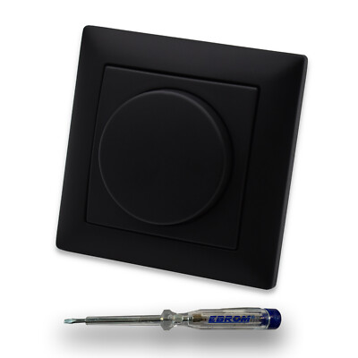 REV Ritter LED Dimmer + Dimmerscheibe in BBBlack + Einfachrahmen Schwarz MATT