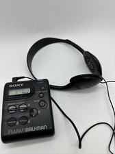 Vintage Sony MDR-027 Walkman Black Adjustable Headphones And SRF-M33 Walkman