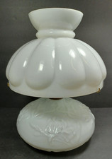 Victorian Milk Glass Iris Embossed Oil Lamp w...