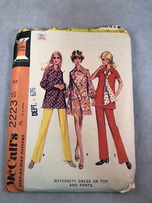 2223 McCall's Vintage Mod Sewing Pattern 1969 Maternity Dress Sz12 Bust 34 Uncut