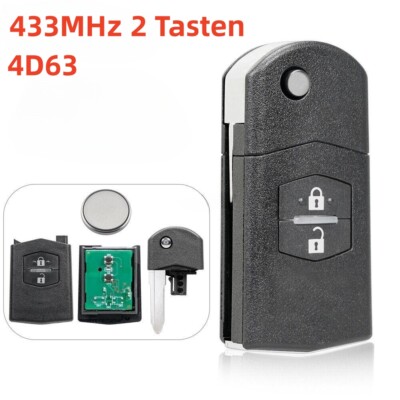 2 Tasten Fernbedienung Schlüssel 4D63 433MHz für Mazda 2 DE zum anlernen 2008-14