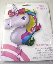 Balloon, Unicorn Super Shape, Multicolor, 33" x  29", By Anagram, Brand New