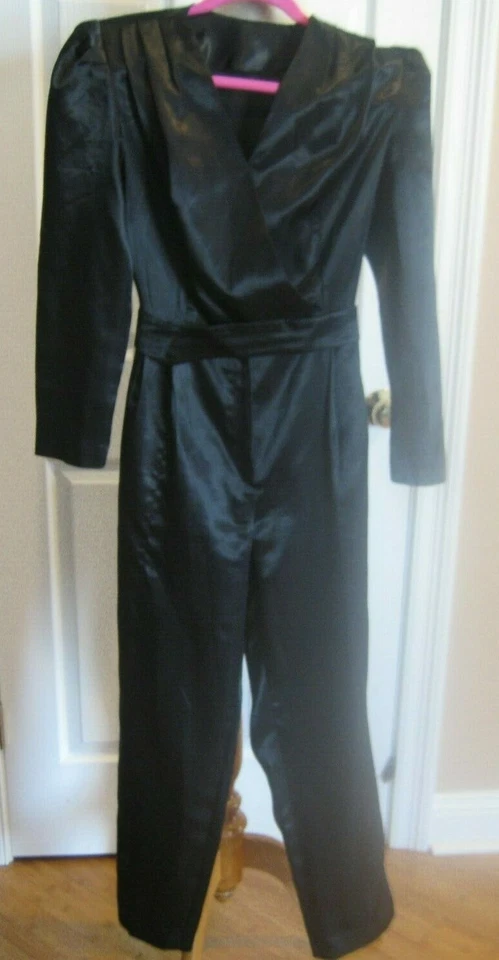  Черный шелк длинным рукавом комбинезон размер S маленький 6 женщин карманы молнии Детский комбинезон - Изображение 2 из 4