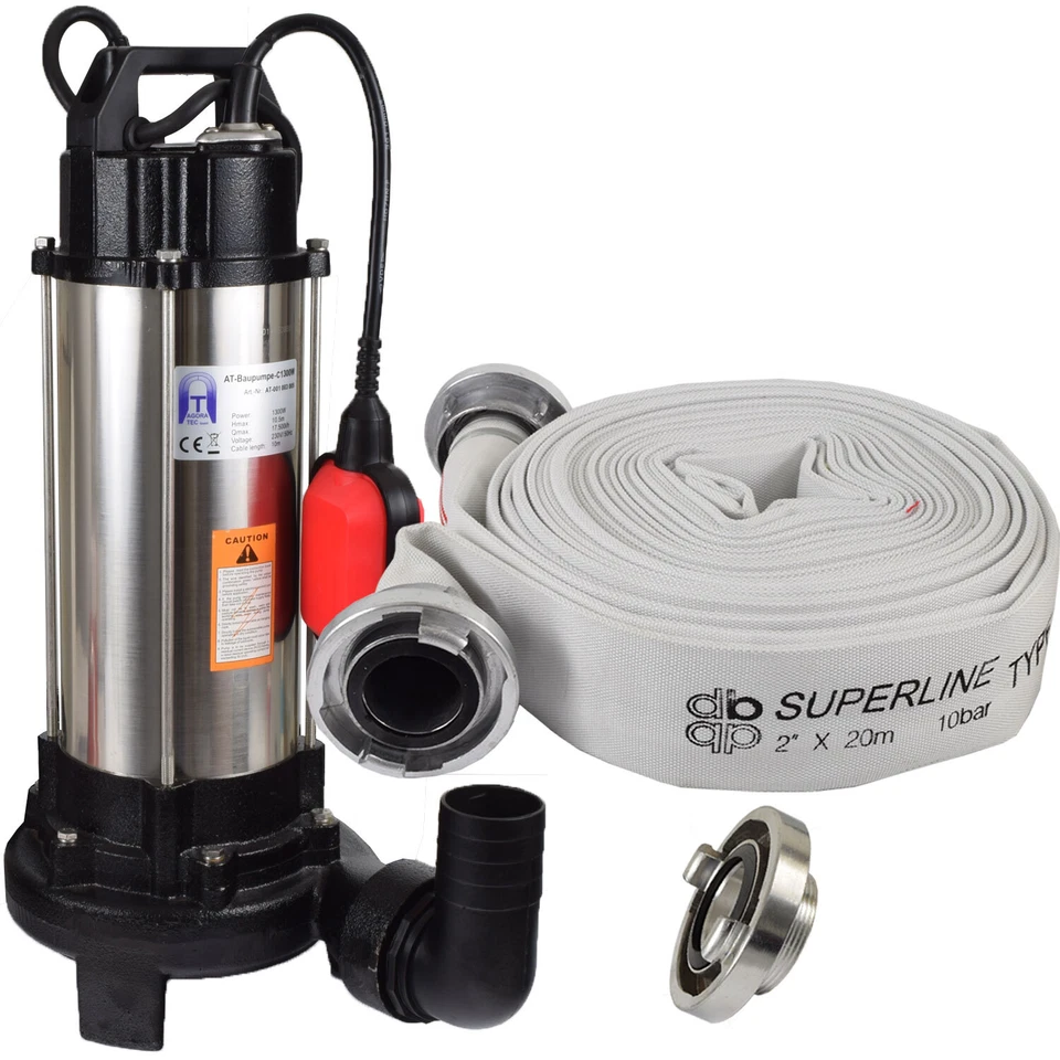 AGORA-TEC Gülle Schmutz Fäkalien Wasser Tauch Pumpe + Schneidwerk +20 Meter C-Schlauch