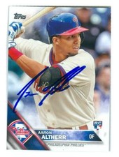 Aaron Altherr autographed baseball card (Phillies) 2016 Topps #419 Rookie