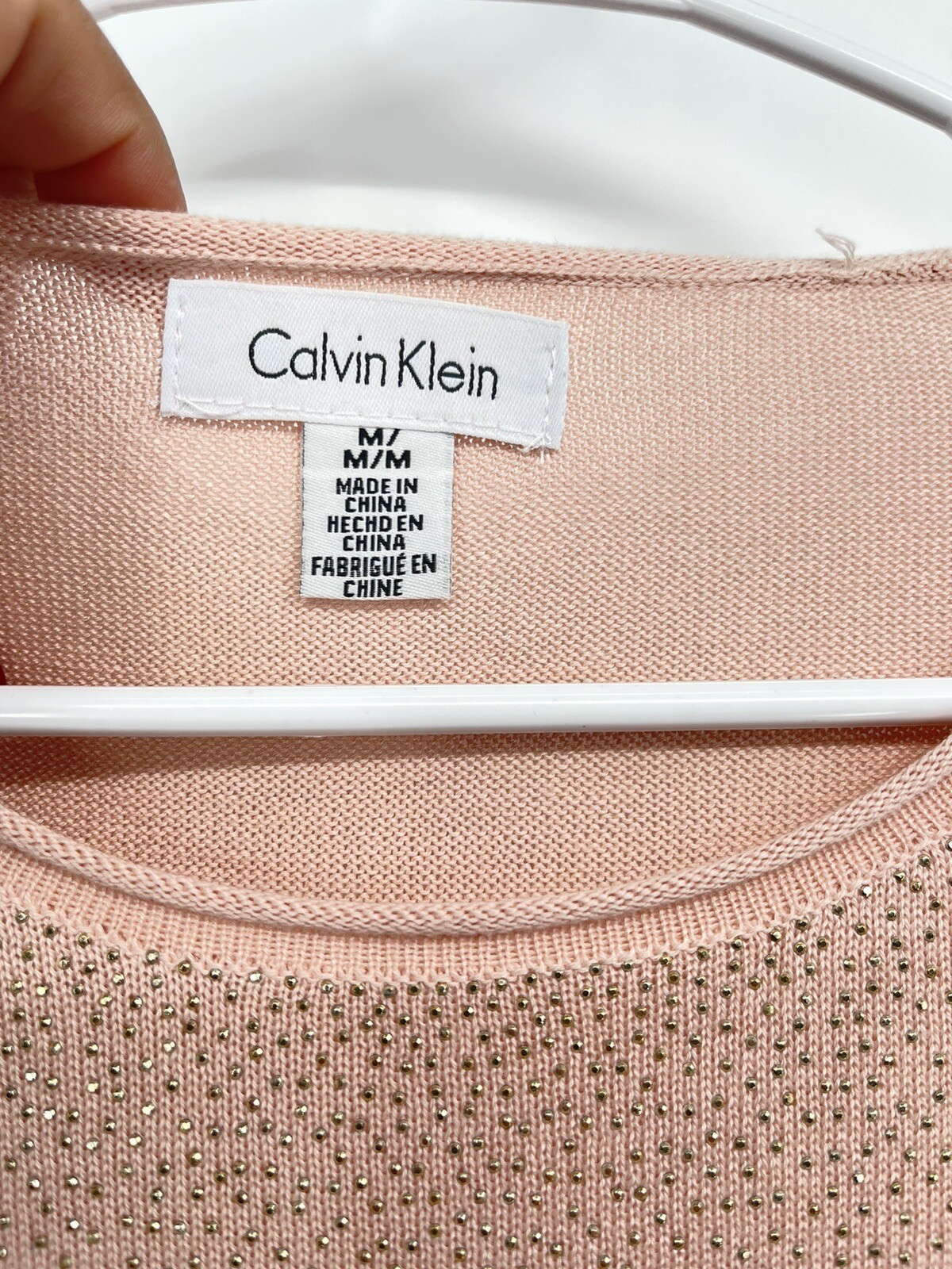 CALVIN KLEIN Women's Lightweight Pink SPARKLE Sweater Sz M thumbnail 2