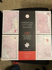 NIB Professor Puzzle American City Map Jigsaw Puzzles Set of 4 1000 Pieces Each
