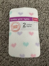 Wonder Nation Baby Girls Size 6-18mo Cotton Tights White Hearts  Pink