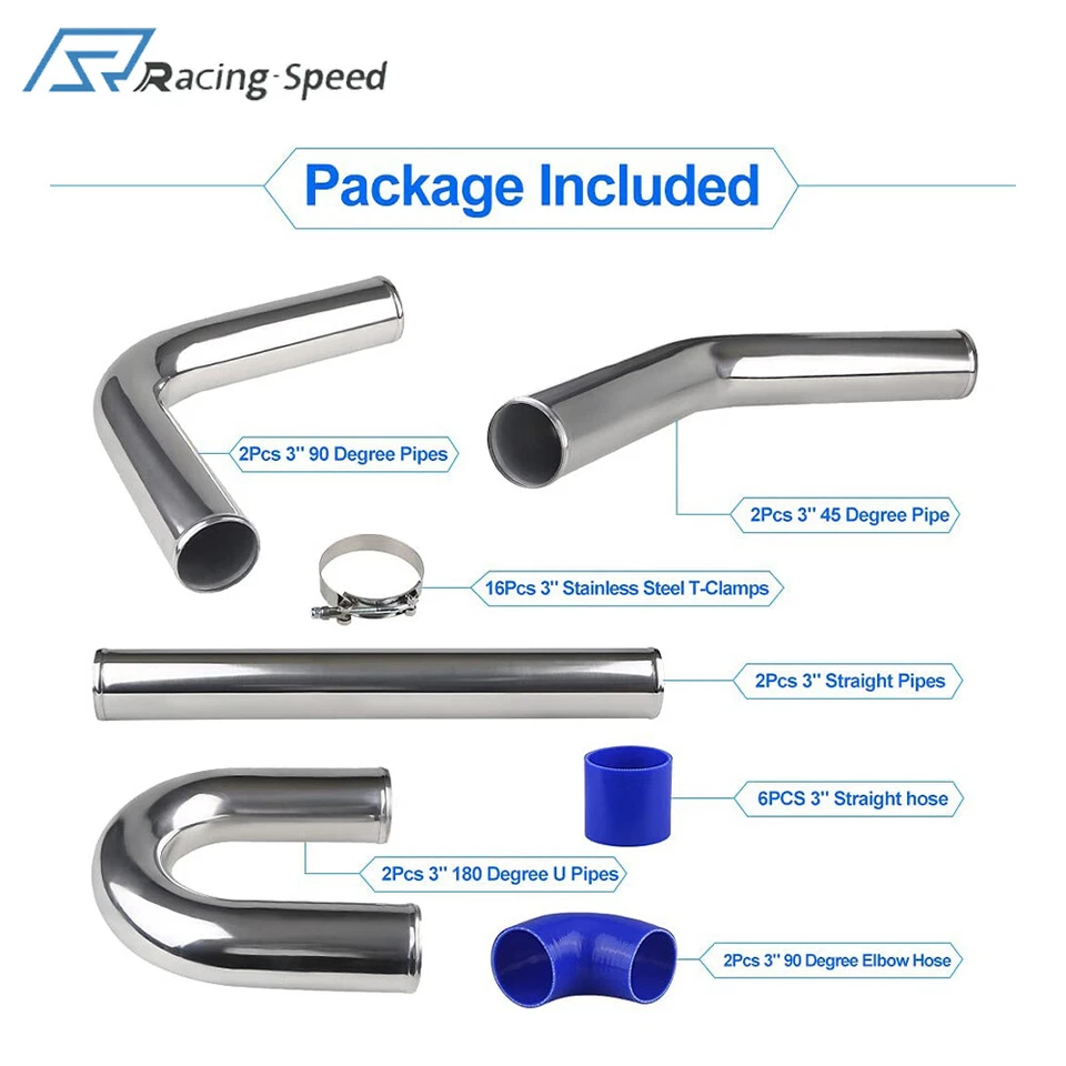 KIT DE TUBERÍA INTERCOOLER ALUMINIO UNIVERSAL AZUL 2.5" 2.50 + SILICONA + ABRAZADERA Foto 3 de 4