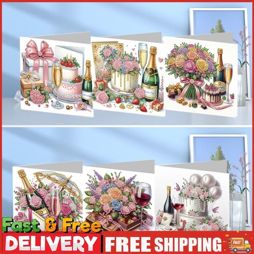 6 Stck. Liebe Blume Geschenke Diamond Painting Grußkarte für Urlaub Party Gastgeschenke