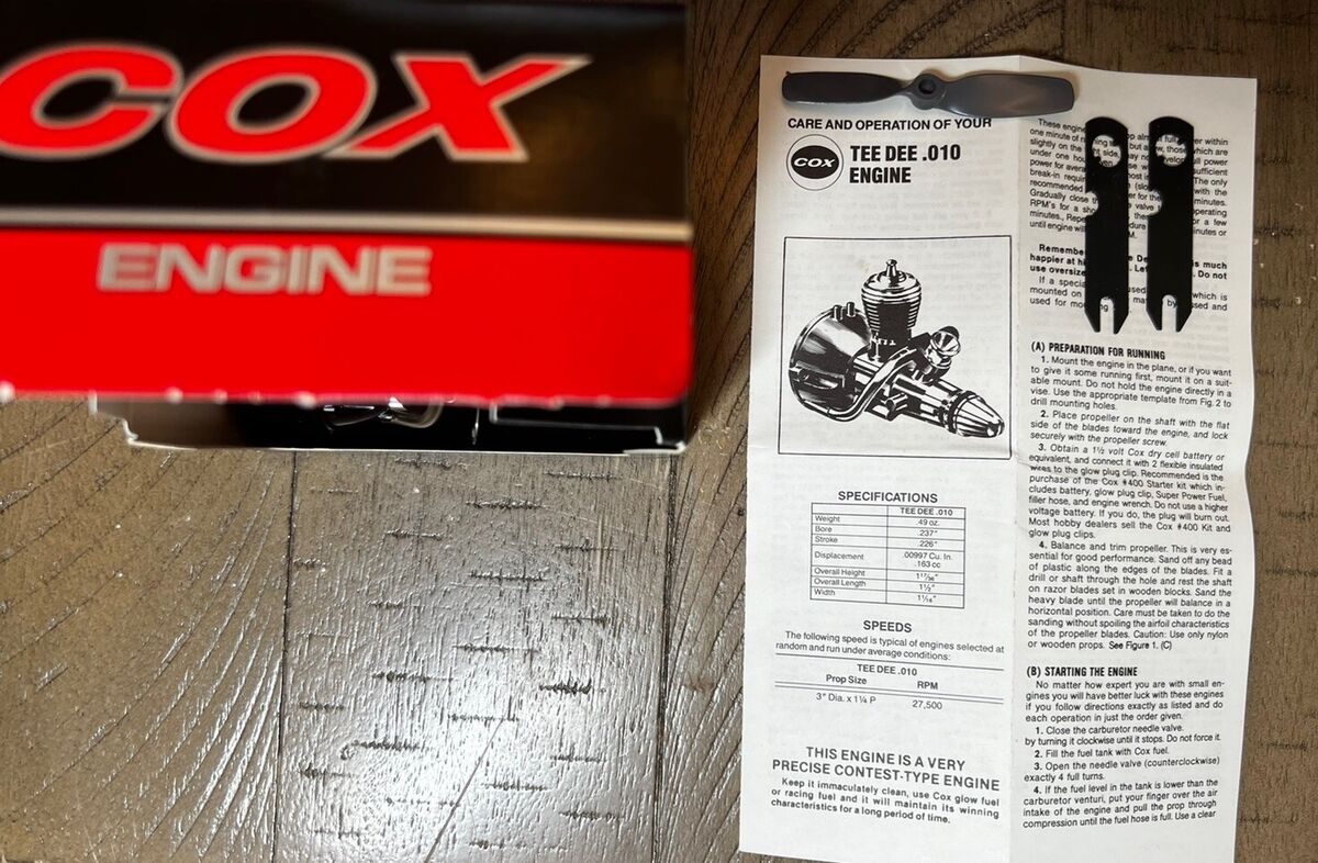 Vintage Flying Model Airplane Engine Cox TD Tee Dee .010 NO Vintage Flying Model Airplane Engine Cox TD Tee Dee .010 NO