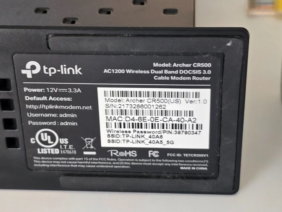 TP-Link Archer CR500 AC1200 Wireless Dual Band DOCSIS 3.0 Cable Modem Router - Image 3 of 4