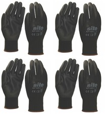 Site PU Palm Dip Gloves Black Lightweight Comfort Fit Work Glove All Sizes