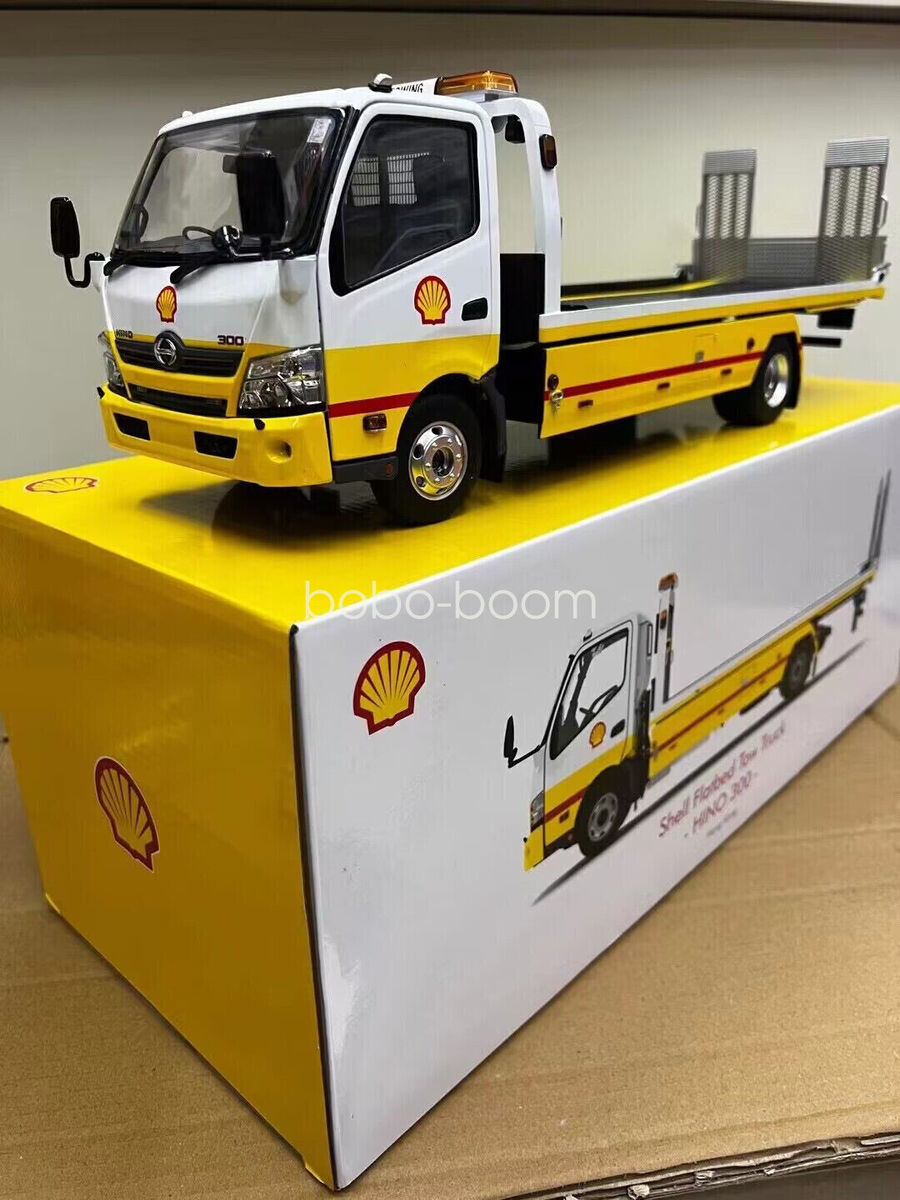 1/18 Scale Diecast Hino 300 Shell Flatbed Tow Truck Yellow 1/18 Scale Diecast Hino 300 Shell Flatbed Tow Truck Yellow