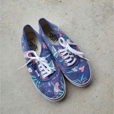 Vintage VANS Van Doren Hawaiian Print Parrot Sneakers Unisex Shoes Size 