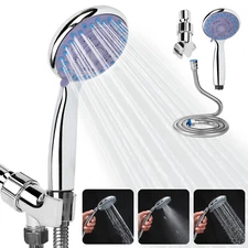 Shower Head High-Pressure 3 Settings Speed Spray Handheld Bathroom w/ 5ft Hose