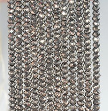 4X3MM HEMATITE GEMSTONE PYRITE TONE FACETED RONDELLE 4X3MM LOOSE BEADS 16inch