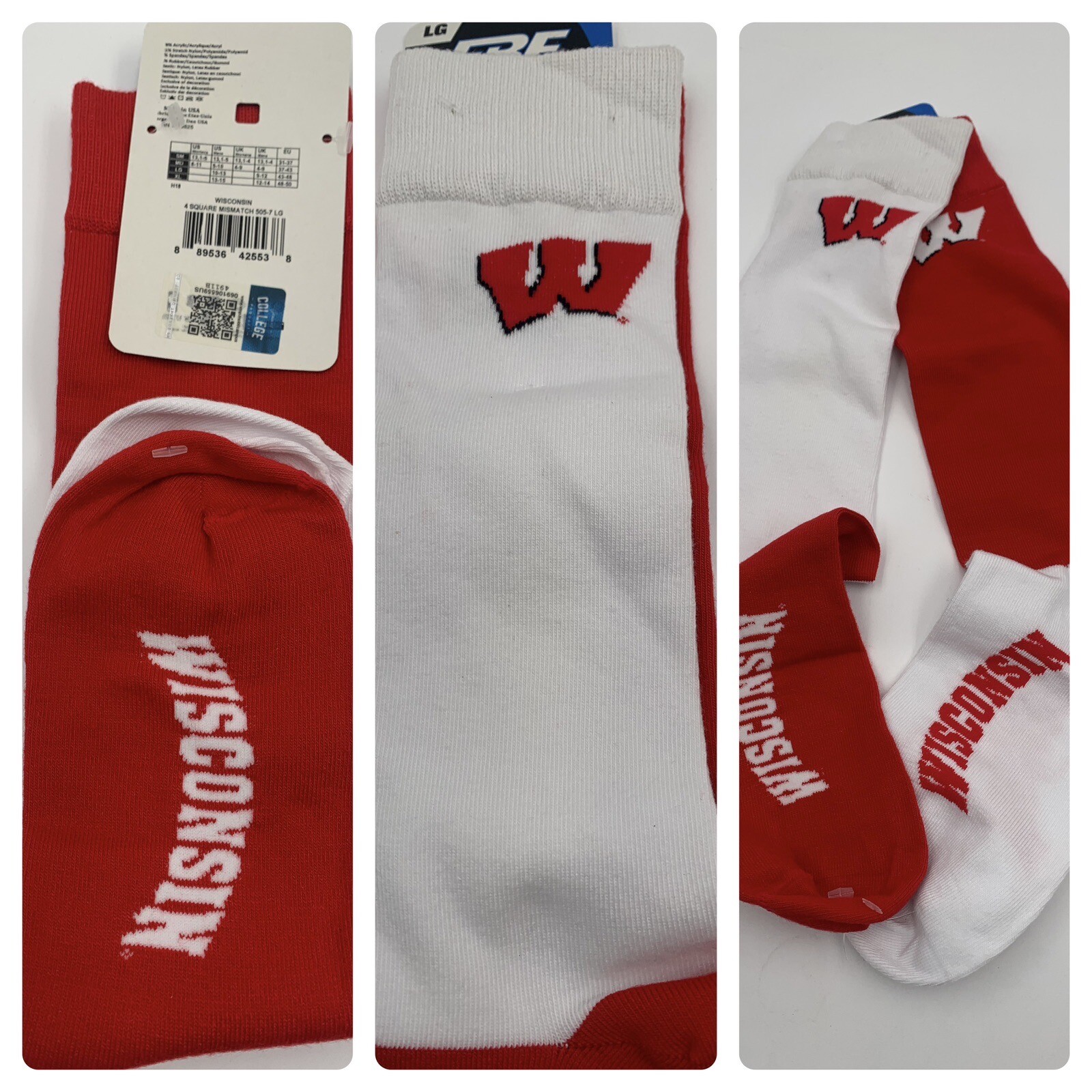 Socks University Of Wisconsin For Bare Feet Badger Long Red Adult Large-image