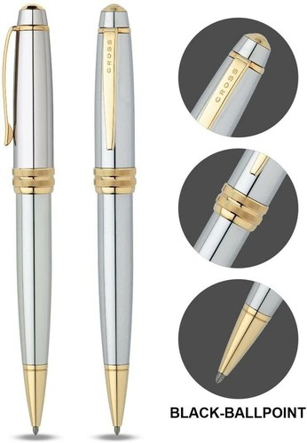 CROSS CLASSIC MEDALIST 23KT GOLD & CHROME BALLPOINT PEN NEW GRADUATION GIFT - Picture 2 of 2
