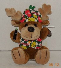 Coca-Cola Reindeer in vest beanie 8" bean bag plush toy style 0168