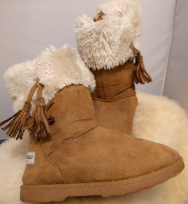 MAKALU CALIFORNIA GIRLS WINTER BOOT FAUX FUR LINED SIZE 1 BROWN - NICE CONDITION