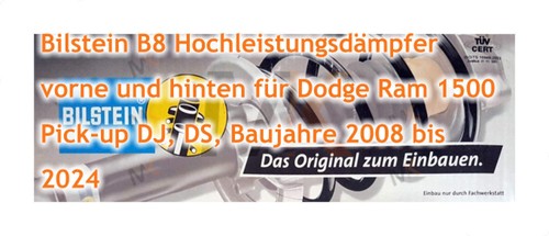 Bilstein B8 Dämpfer vorne & hinten für Dodge Ram 1500 Pick-up DJ DS 2008-2024 - Bild 3 von 3