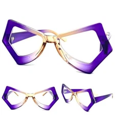 Classic Funky Modern Retro Cat Eye Clear Lens EYE GLASSES Purple Optical Frame