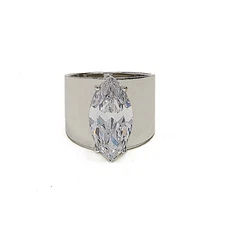 Kristin Perry Sterling Silver Cigar Band CZ Crystal Ring