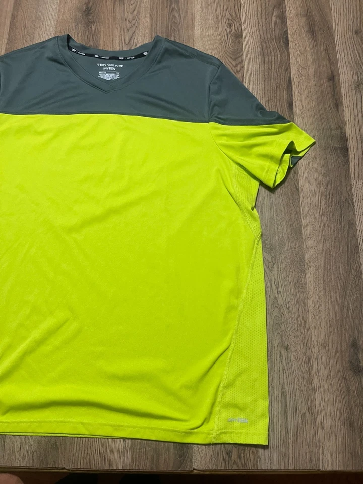 Camisa Tek Gear, Para Hombre Talla XXL, Verde Amarillo, Ropa Deportiva, Drytek Foto 4 de 4