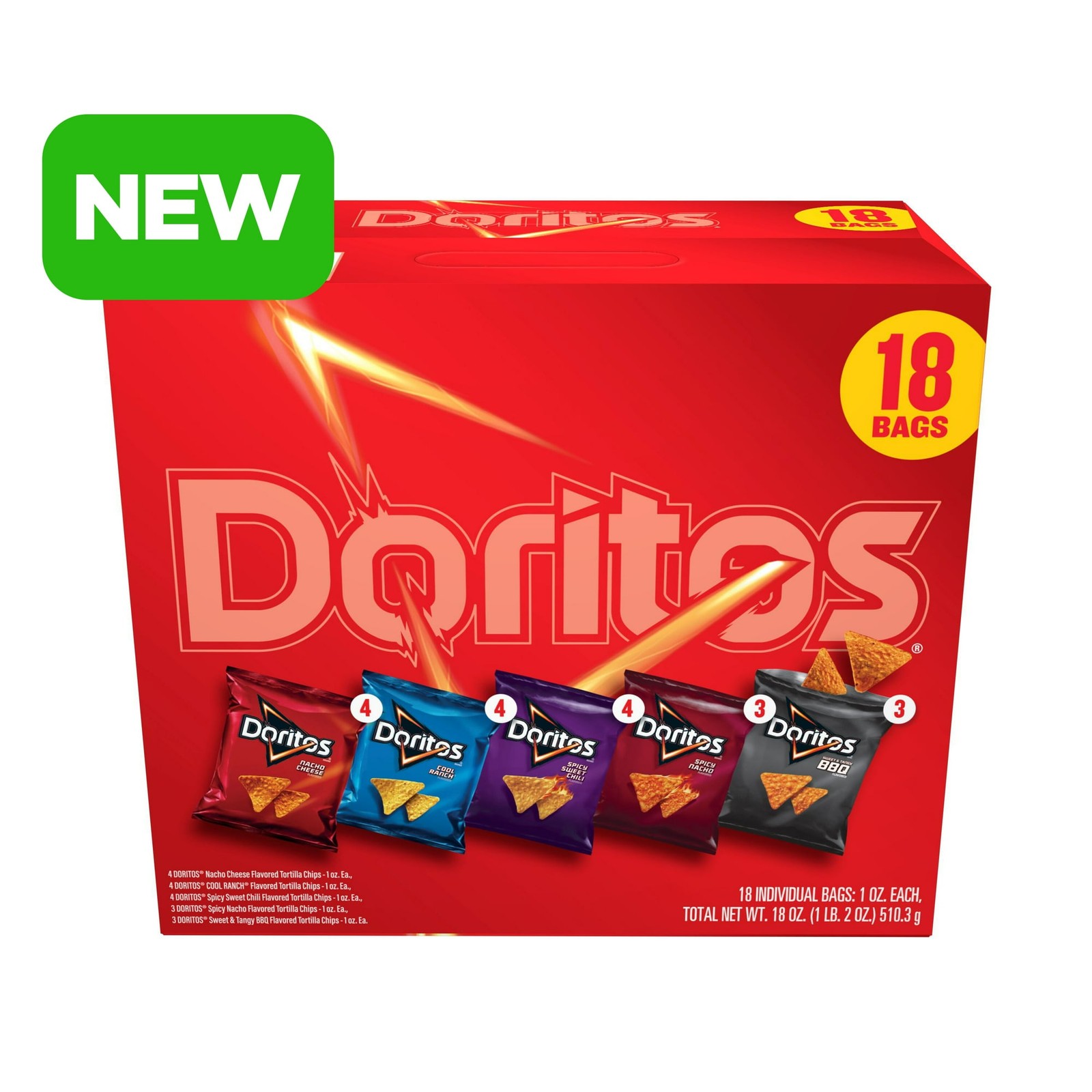 Doritos Tortilla Chips 5 Flavor Variety Pack Snack Chips, 1 