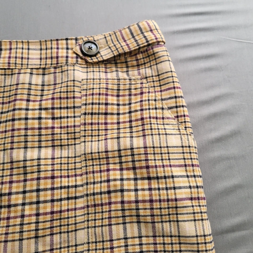 Falda Merona Mujer Talla 12 Lana Línea A Hasta la Rodilla Cremallera Forrada Botón Cuadros Beige Foto 3 de 4