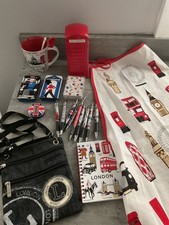london souvenirs set pens, apron, bag, tins, mug, bank, journal