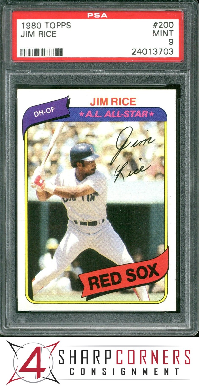 1980 TOPPS #200 JIM RICE RED SOX HOF PSA 9
