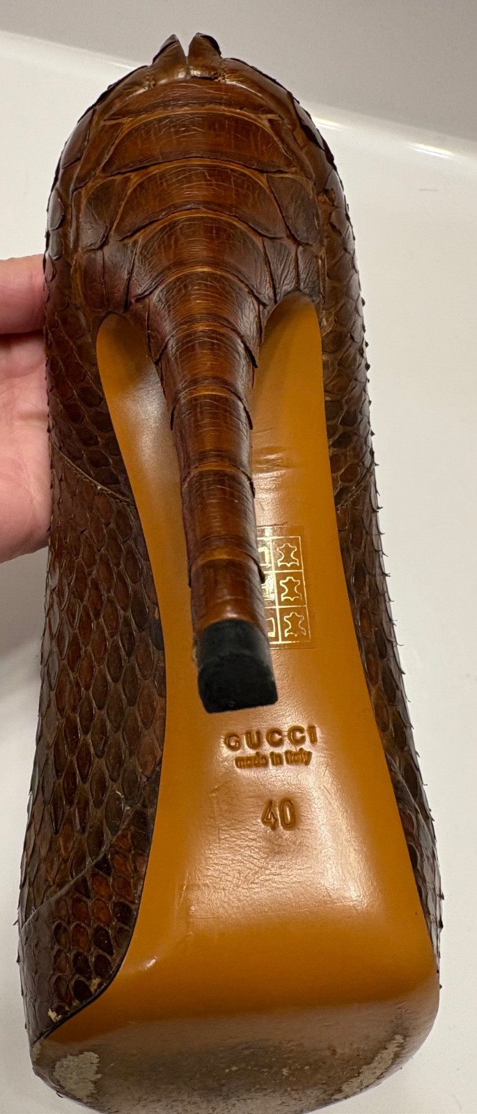 Authentic Gucci Brown Python Ankle Booties Bamboo… - image 17