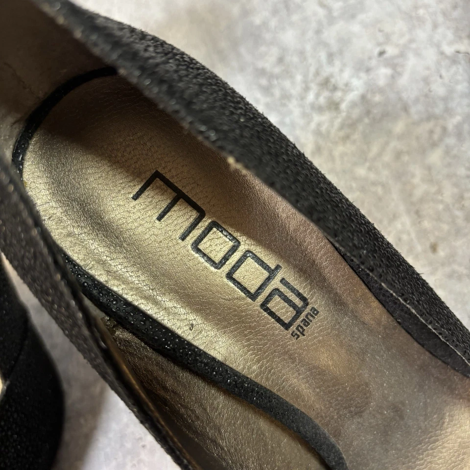 Zapatos de salón Moda Spana negros punta abierta tacón alto para mujer talla 9M zapatos de vestir fiesta Foto 4 de 4