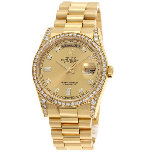 ROLEX Day Date 10P Diamond Watches 118388A K18 Yellow Gold/18K...
