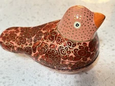 Paper Mache Duck Bird Lacquered Trinket Box Figurine Kashmir India 4.5"Long