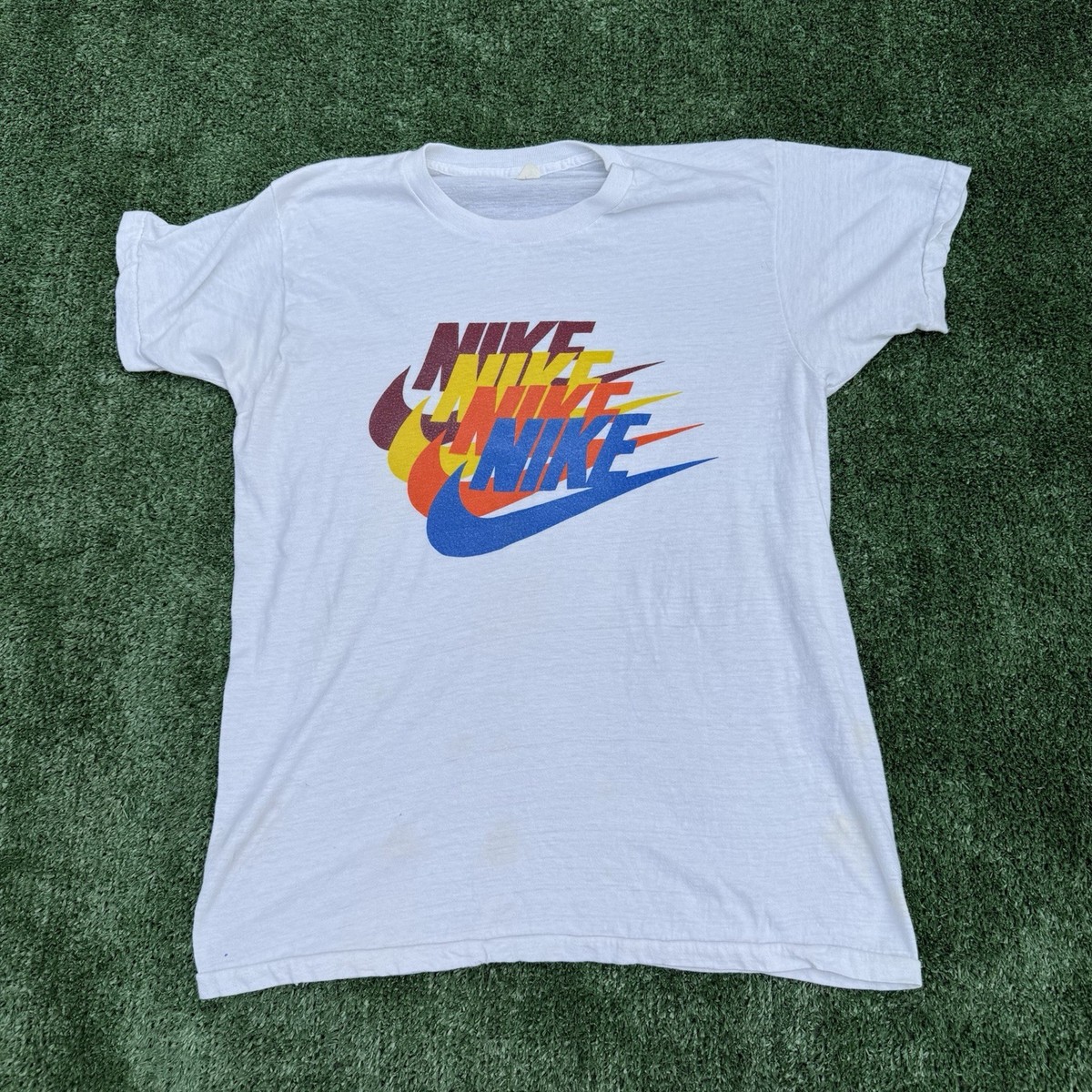 Nike Vintage T Shirt Mens 70s Quad Swoosh Stack OG Rare Pinwheel